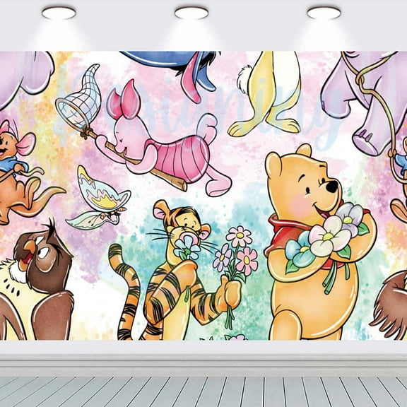 Winnie the Pooh school Wall Decor Birthday Banner Backdrop Background Party Supplies Taspestry