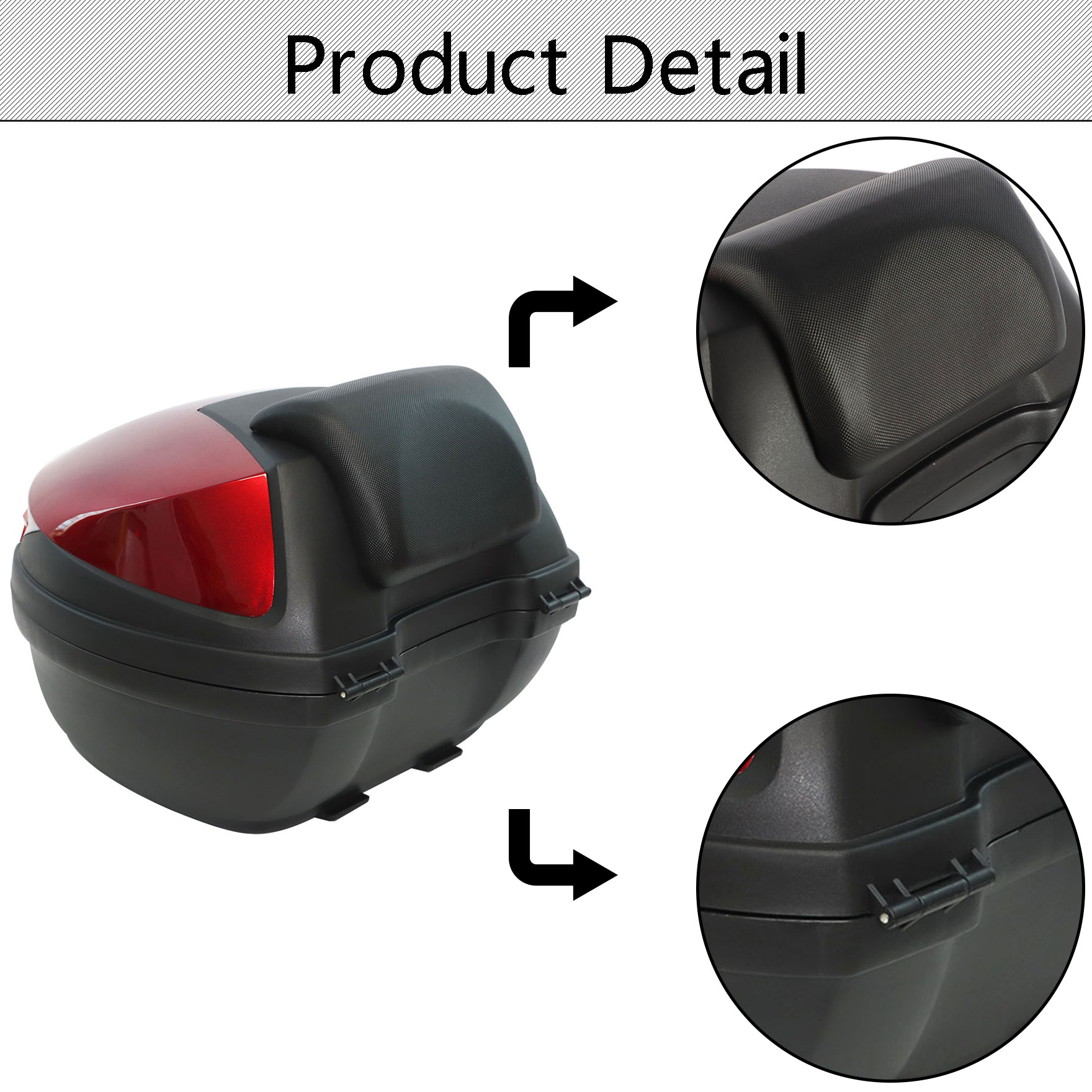 LABLT 32L Motorcycle Trunk Luggage Tour Tail Box Scooter Top Lock Storage Case Red
