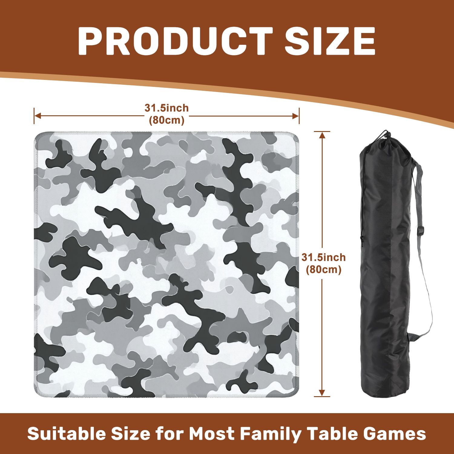 Mahjong Mat 31.5" x 31.5" military camouflage seamless Abstract hunting Non-Slip Noise Reduction American Mahjong Tiles Table Cover for Dominoes Poker Card Board Games Gift