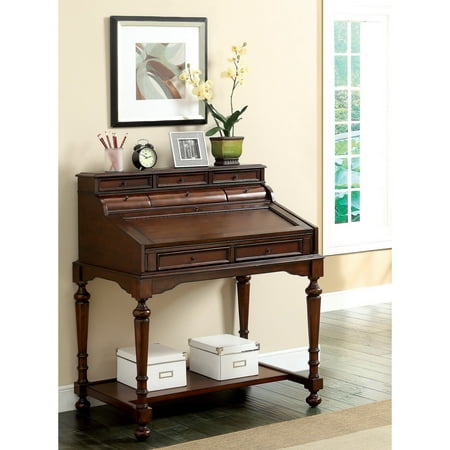Furniture Of America Dimm Vintage Cherry Solid Wood Writing Desk