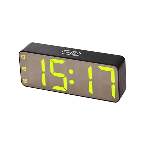 Reloj despertador digital RGB, reloj electrónico con control de voz, reloj despertador de mesa con espejo. Negro