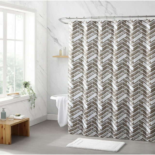 1 rideau de douche en tissu à chevrons