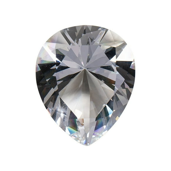 1" Pear-Cut Crystal Diamond, Clear Faceted Gem for Bridal Bouquets, Costume Jewelry Making, Holiday Ornaments & Table Scatters, High-Clarity Sparkle on Budget, Diamond Decorative Ornaments