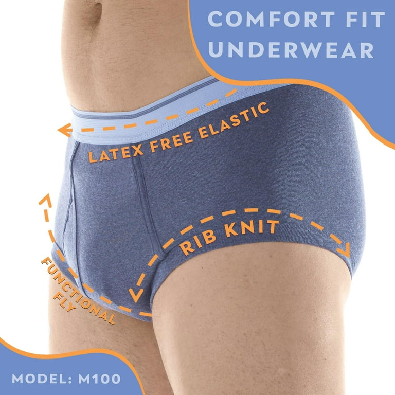 Wearever Men's Incontinence Underwear Washable Bladder Control Briefs,  6-Pack