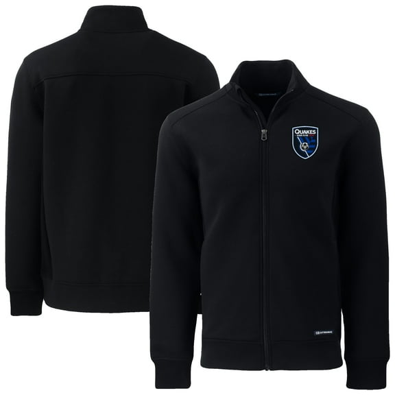 Men's-Cutter & Buck  Black San Jose Earthquakes Big & Tall Roam Eco Tri-Blend Recycled Full-Zip Jacket