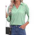 thumbnail image 2 of Fantaslook Striped Tops for Womens 3/4 Sleeve V Neck Shirts Dressy Casual Business Work Blouses Trendy Lapel Tops, 2 of 9