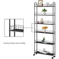 thumbnail image 5 of 6-Tier Storage Cart Wire Slim Shelving Shelf with Wheels for Small Spaces, Rolling Tall Organizer Storage for Bathroom, Kitchen, Home, Garage, Bedroom, Closet (Red, 10“D), 5 of 6