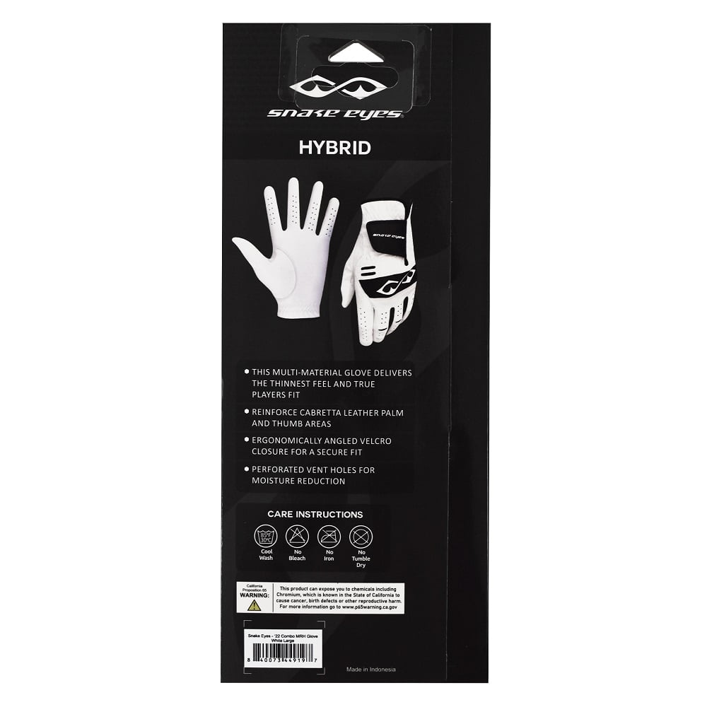 Snake Eyes Golf MRH Combo Hybrid Glove (5-Pack) White Small