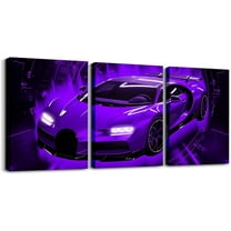 Hieng Race Car Canvas Wall Art for Living Room Bedroom Red Blue Picture Wall Decor for Bathroom Speed Sports Car Kids Boys Girls Artwork Posters Extreme Sports Painting(Only canvas)