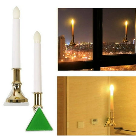 

2 Pack Christmas Window Candles Lights Electric LED USB Charging Long Stick Wall Lamp Gold Candle Holders Suction Cups Window Wall Lamp Romantic Night Light Wall Lamp