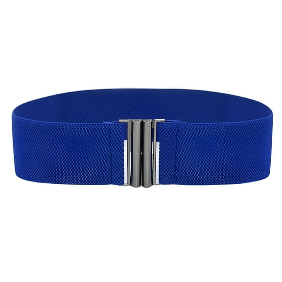 TELOLY Stretch Belts for Women Plus Size Elastic Wide Waist Belts for Jeans Pants Dress Lady Fashion Waistband with Metal Buckle, Blue