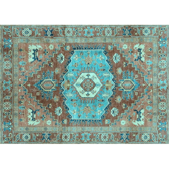 Ahgly Company Indoor Rectangle Persian Light Blue Traditional Area Rugs, 8' x 12'