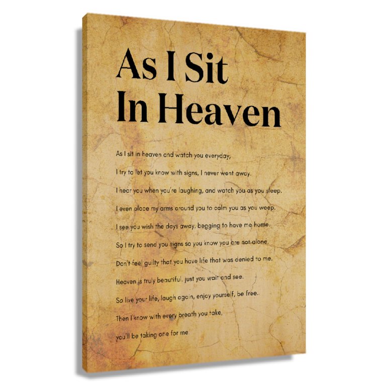 As I Sit In Heaven Christian Poem Wall Art Prints Poster Paintings For Bedroom Artwork For Kitchen Canvas Decorations Framed 20x30 in