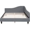 thumbnail image 4 of Full Size Daybed, Upholstered Wooden Sofa Bed Frame with Headboard and Armrest, Linen Fabric, Sturdy Wood Slat Support, No Box Spring Needed, Easy Assembly, 4 of 9