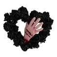 thumbnail image 2 of Corona de rosas negras con mano ensangrentada para Halloween, decoración de fiesta, accesorio para fotos, corona de puerta espeluznante para pared de, 2 of 8
