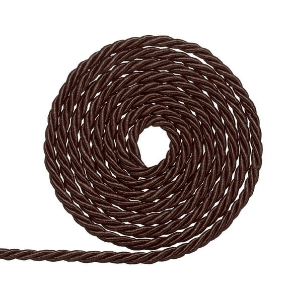 Uxcell Twisted Cord Trim, 3mm/11 Yard Trim Cord Rope 3-Ply Polyester Silk Twine Braided Rope Twist Ties Cords Silk Rope for Home Decor Graduation Honor Cord DIY Craft, Brown
