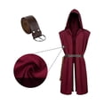 thumbnail image 4 of Mens Renaissance Hooded Tunic Sleeveless Medieval Waistcoat Viking LARP Assassin Style Costume Outerwear Long Vest, 4 of 8