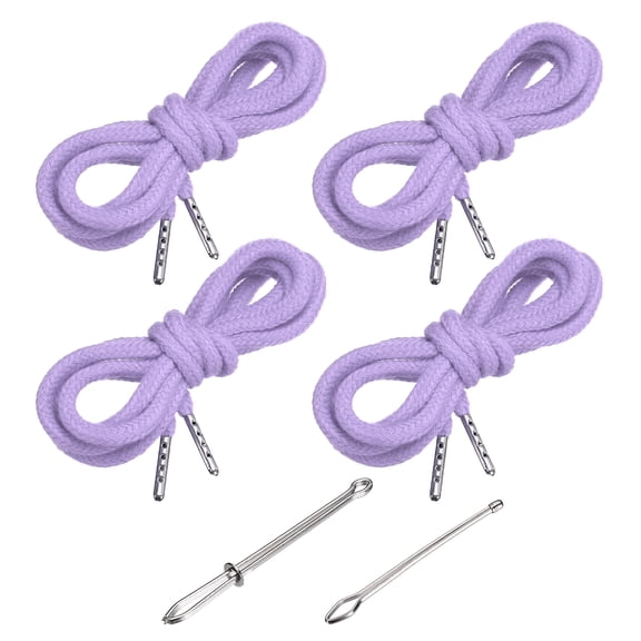 Uxcell 51 Inch Drawstring Cords, 4pcs Replacement Draw Strings with 2pcs Easy Threaders for Shorts Pants Jackets Coats Sweatpants Hoodie, Light Purple