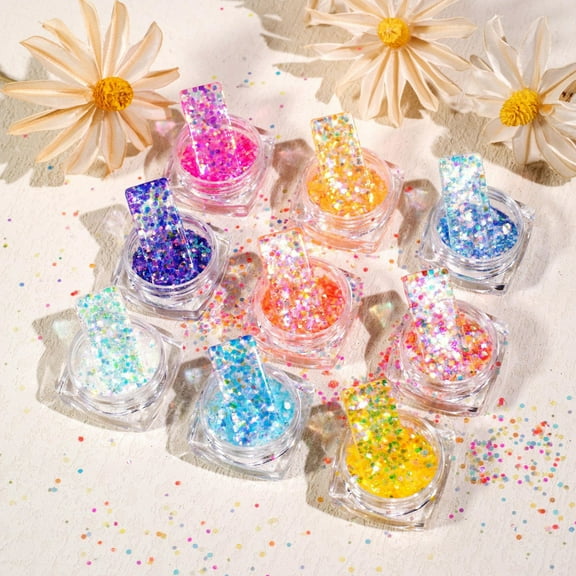 opvise 1 Box Nail Sequins High Shine Effect Waterproof Resin Ultra-Thin Nail Art Paillettes Sequins Flakes Decor Nail Supplies