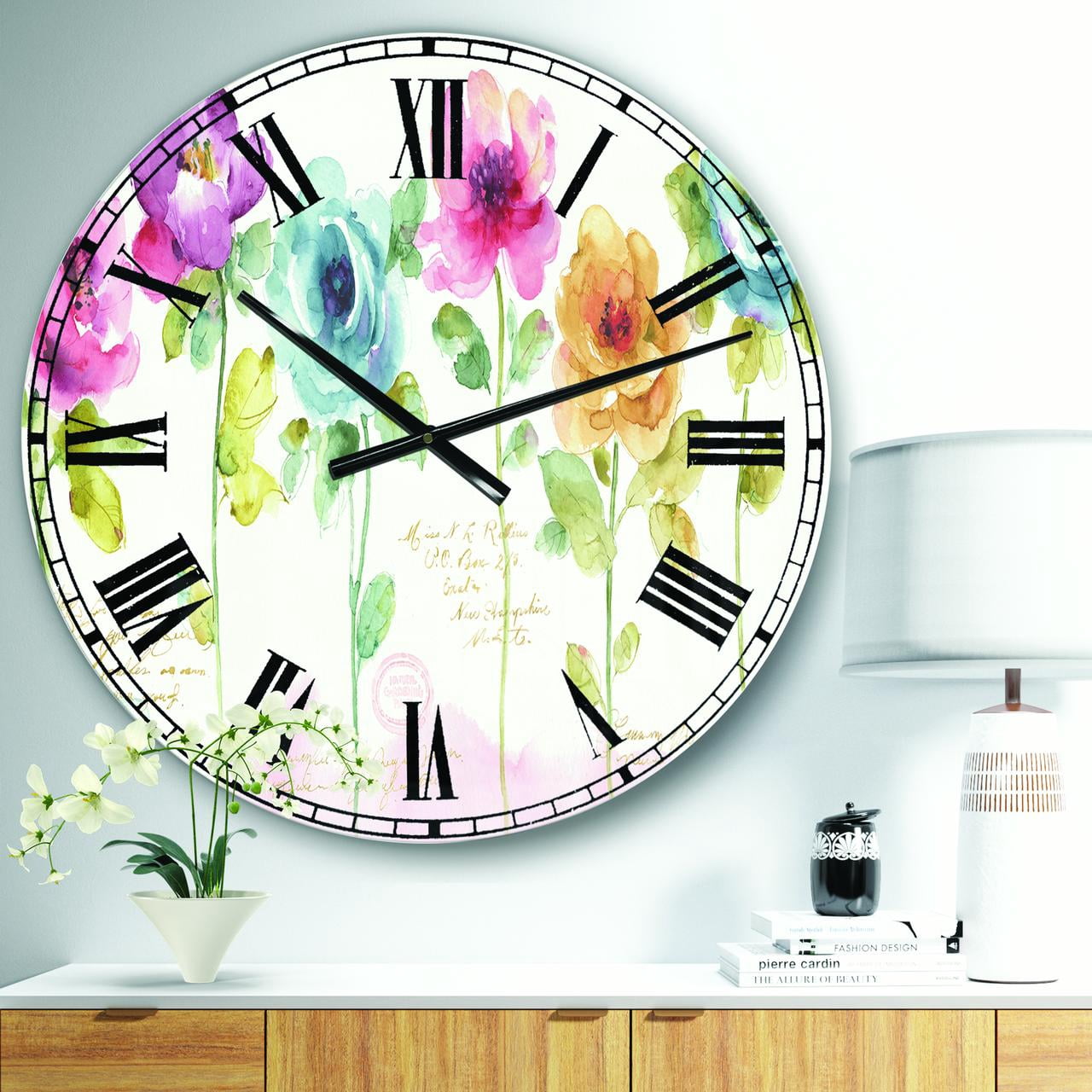 Designart Oversized Multicolor Analog Round Modern Traditional Wall Clocks, CLM31155-C23