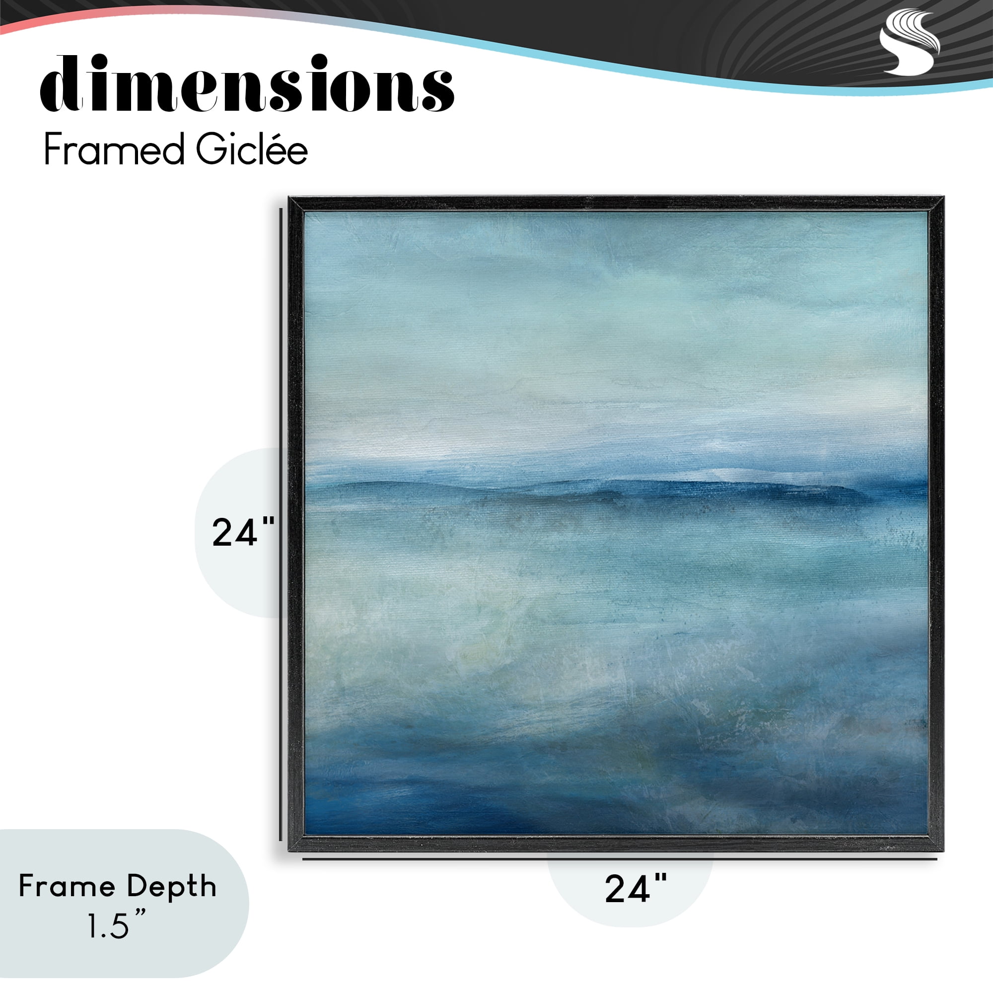 Stupell Industries Misty Blue Coastal Horizon Black Framed Giclee Art, design by Carol Robinson