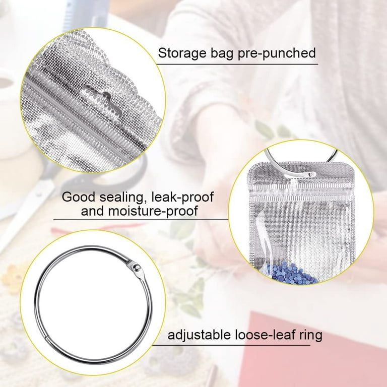 LYTIVAGEN Diamond Painting Accessories Kit Including 100Pcs Diamond  Painting Ziplock Bags 10Pcs Round Binding Rings 6Pcs Plastic Tray 1 Sticky  Dots Labels 1 Storage Bag for Craft Embroidery 