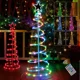 thumbnail image 3 of Árbol de Navidad artificial en espiral iluminado de 1,2/1,5/1,8 m con luces de hadas RGB intercambiables, árbol de Navidad para exteriores DIY, 3 of 5