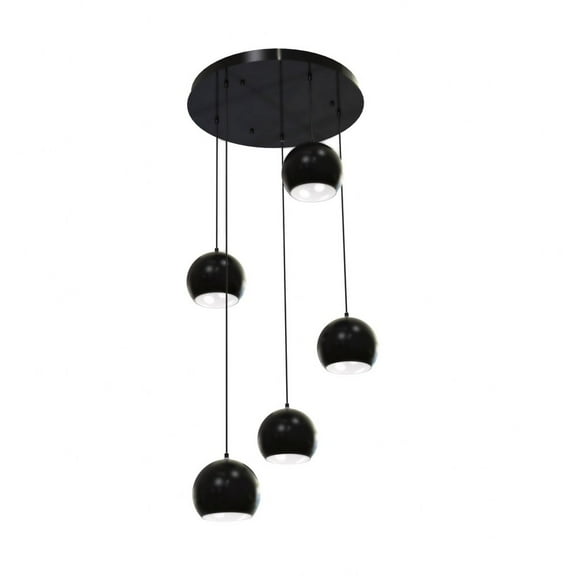 RXYP08BKRND5 AFX Roxy - 5 Light Quintuple Pendant In Modern Style-6.25 Inches Tall and 24 Inches Wide-Black Finish