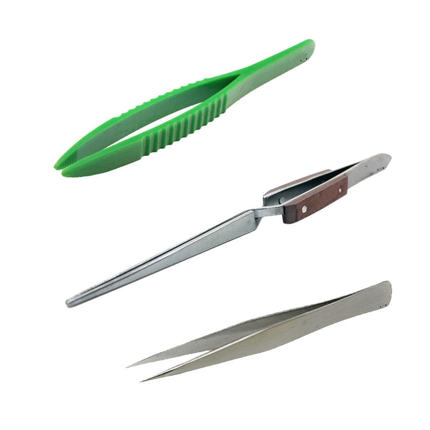 Tweezers Set 3 Pieces Includes Plastic, AA and Straight CrossLocking Jewelers