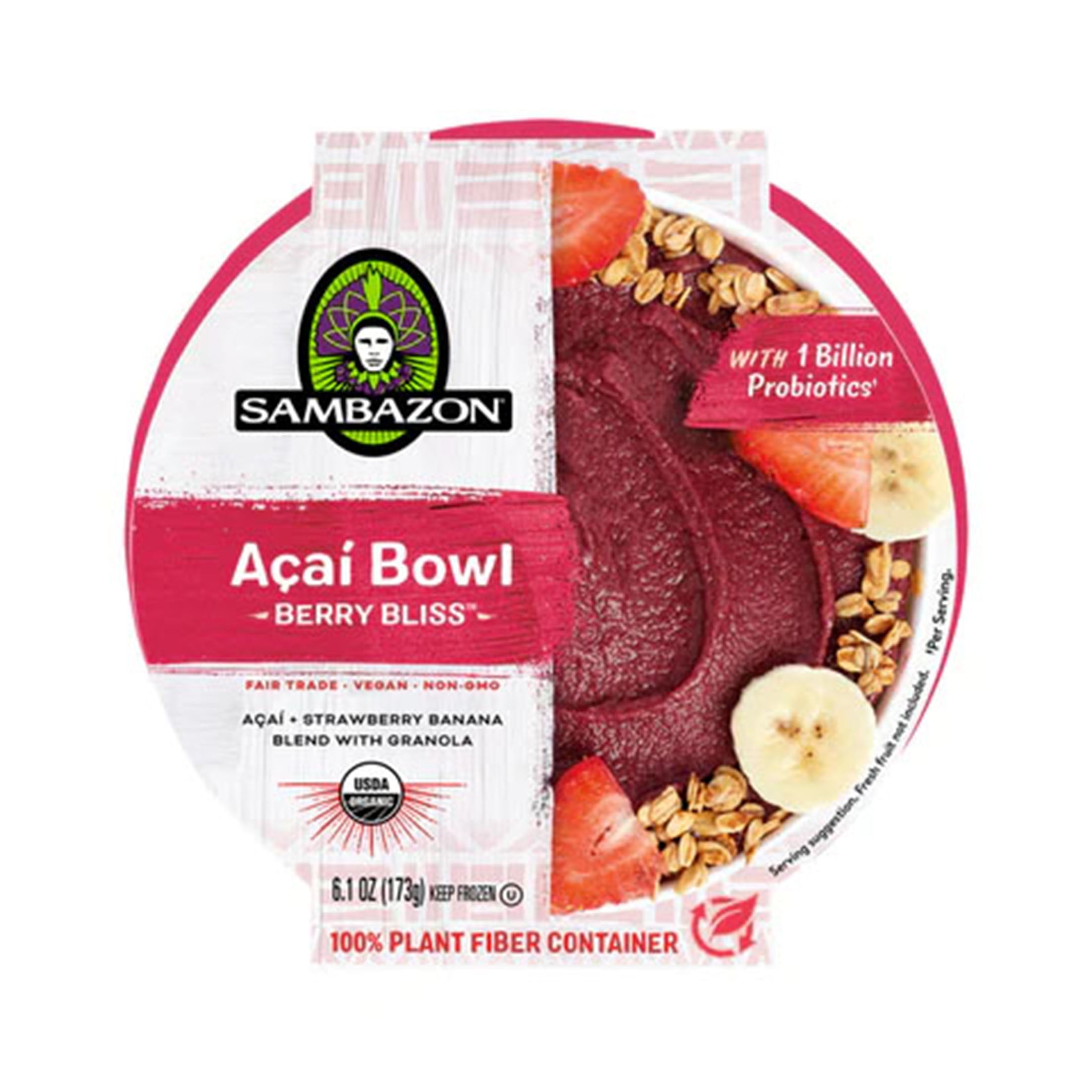 Sambazon Berry Bliss Acai Bowl, 6.1 oz, Single Cup, (Frozen)