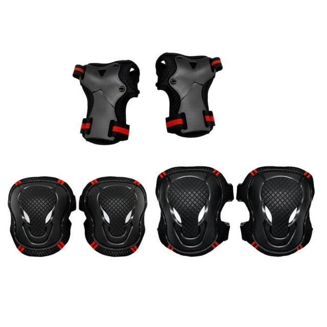 de equipo de protección para en de para niños adultos de 6 piezas, M negro y rojo shamjiam Protector de patinaje al aire libre