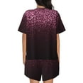 thumbnail image 6 of Fuzoiu Pink Glitter Sparkles A Print Women's Short-Sleeved Pajama Set,Lounge Sleepwear Set,Womens Pajama Sets 2 Piece,Button-Up Top and Shorts with Pockets-Large, 6 of 7