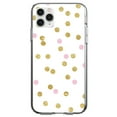 thumbnail image 1 of DistinctInk Clear Shockproof Hybrid Case for iPhone 12 / 12 PRO (6.1" Screen) - TPU Bumper, Acrylic Back, Tempered Glass Screen Protector - Pink & Gold Print - White / Pink / Gold Dots Pattern, 1 of 2