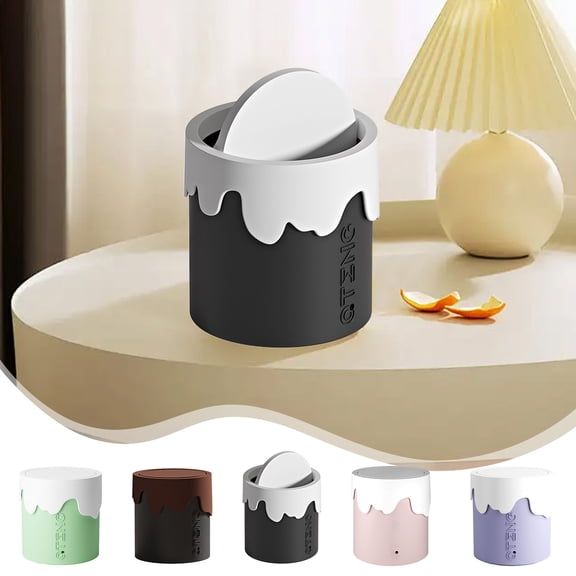 Small Trash Can with Lid, Mini Trash Can for Bathroom, Office and Bedroom, Small Bathroom Garbage Can with Swing Top, Compact Waste Basket for Desk, Dorm & Home, Coffee - Xuniizn