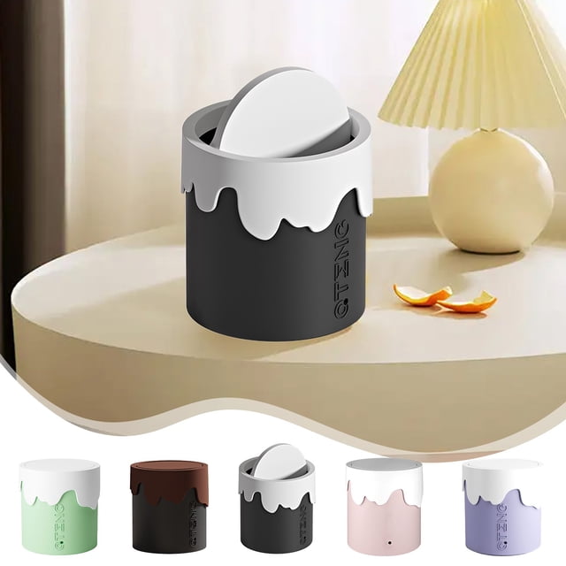Ganfancp Cubo de Basura de Escritorio Pequeño Cubo de Almacenaje de Plástico Escandinavo Mini con Tapa Uso En El Hogar Uso En Múltiples Escenas Anillo de Presión Más Ancho Ofertas Del Día 1* Papelera