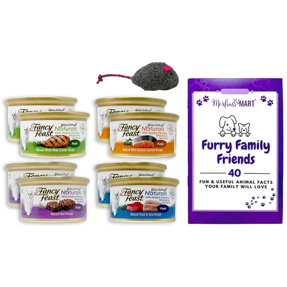 Fancy Feast Naturals Wet Cat Food Pate's Variety | Chicken, Salmon, Beef, Trout & Tuna | MerlinsMart Zine & Catnip Toy