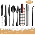 thumbnail image 2 of GHSDFBB Travel Utensil Set, Reusable Stainless Steel Flatware Set with Case, Portable Camping Cutlery Set, 10-Piece Travel Kit Dinnerware Set, 2 of 7