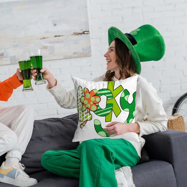 Decoraciones del Día de San Patricio, funda de almohada de 17,72 pulgadas, funda de cojín para sofá, sala de estar, funda de almohada decorativa, funda de almohada de poliéster para decoraciones del D