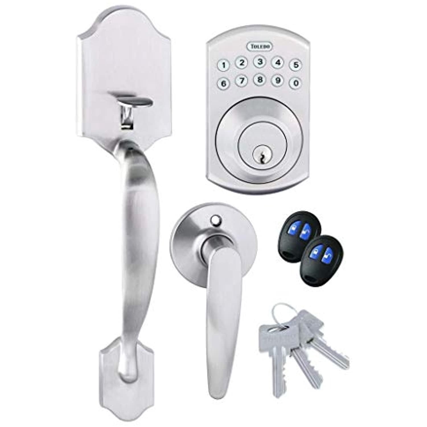 Toledo Cordoba Electronic Handleset with Remote Access in Satin Nickel Finish