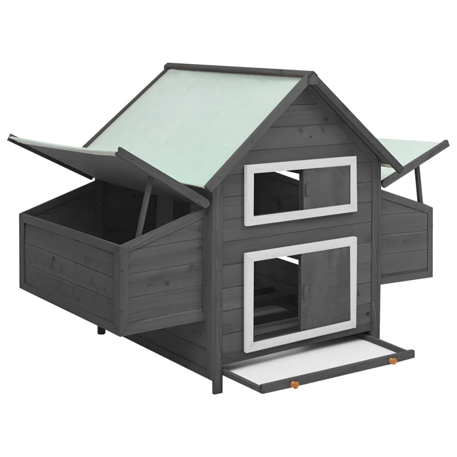 Pefilos 59.8" Chicken Coop Outdoor with Nest Boxes, Solid Firwood Rabbit Cages for Indoor, Large Hen House for Water-Resistant Roofs, Gray Pefilos 59.8" Chicken Coop Outdoor with Nest Boxes, Solid Firwood Rabbit Cages for Indoor, Large Hen House for Water-Resistant Roofs, Gray