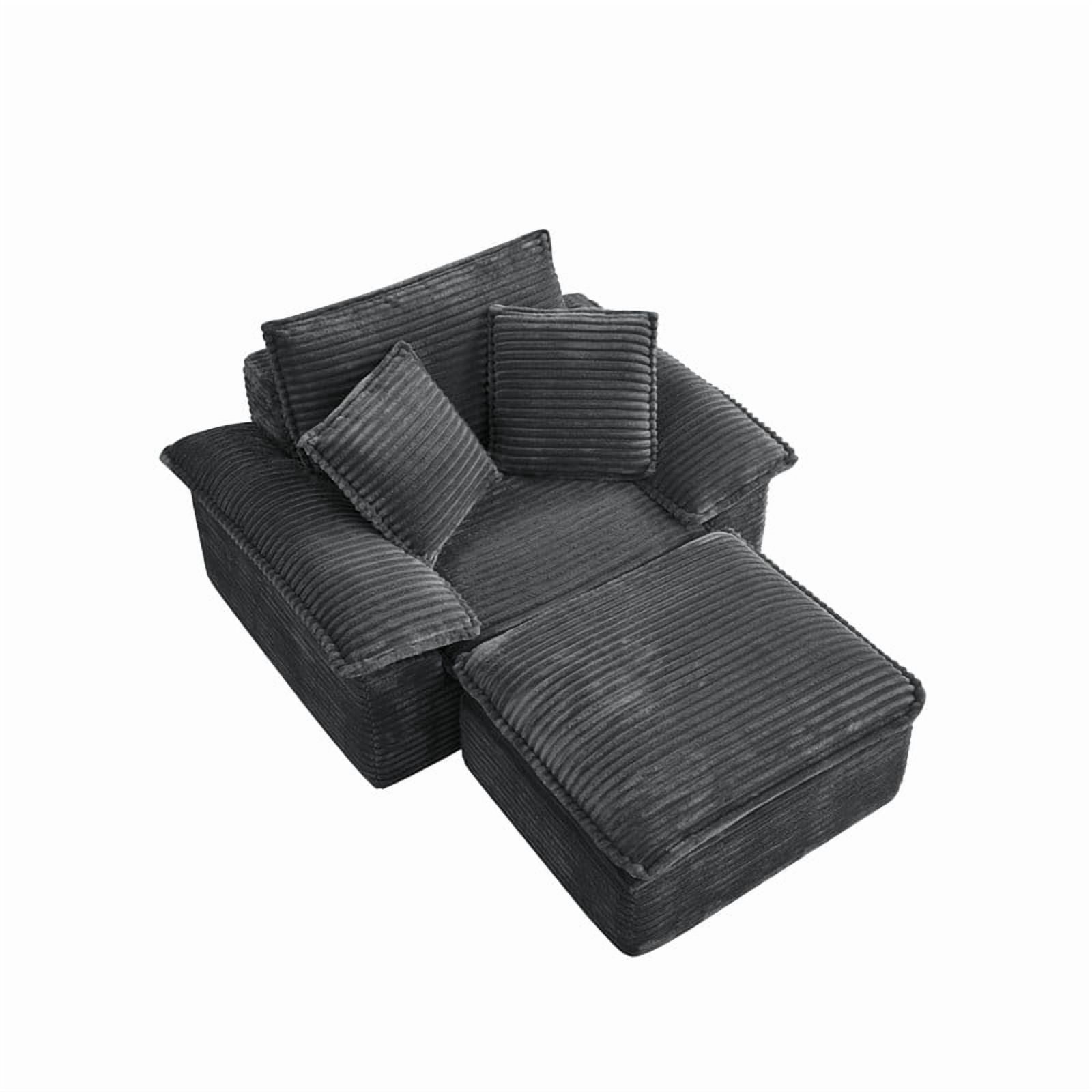 Oversized Single Sofa Chair with Movable 2-Layer Ottoman Set, Chaise Lounge Lazy Sofa, Modular Accent Floor Sofa