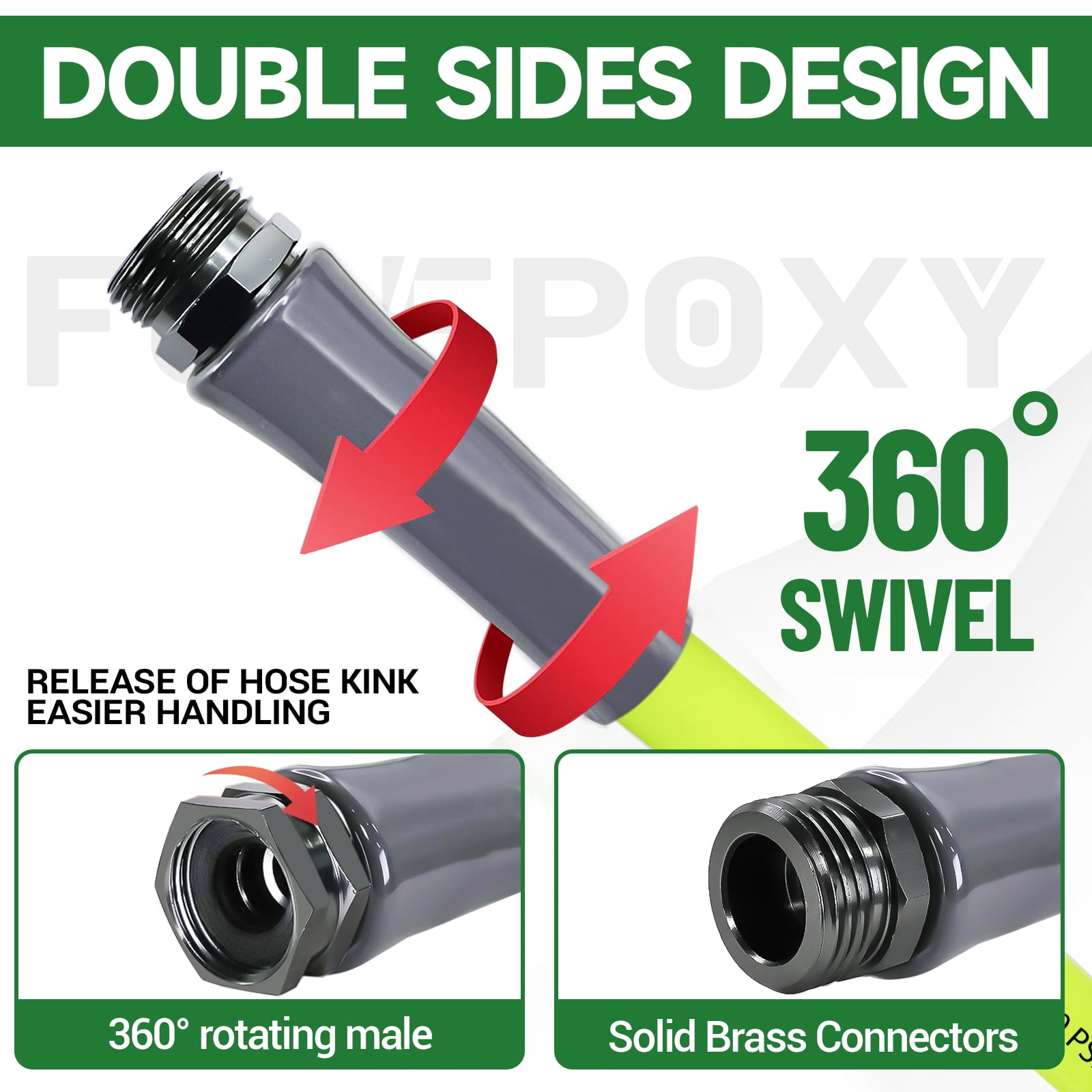 LOVFEN 50ft heavy-duty rubber garden hose, non-knotting, durable, flexible, leak-proof, safe for drinking water, suitable for home, outdoor, lawn, garden, industrial