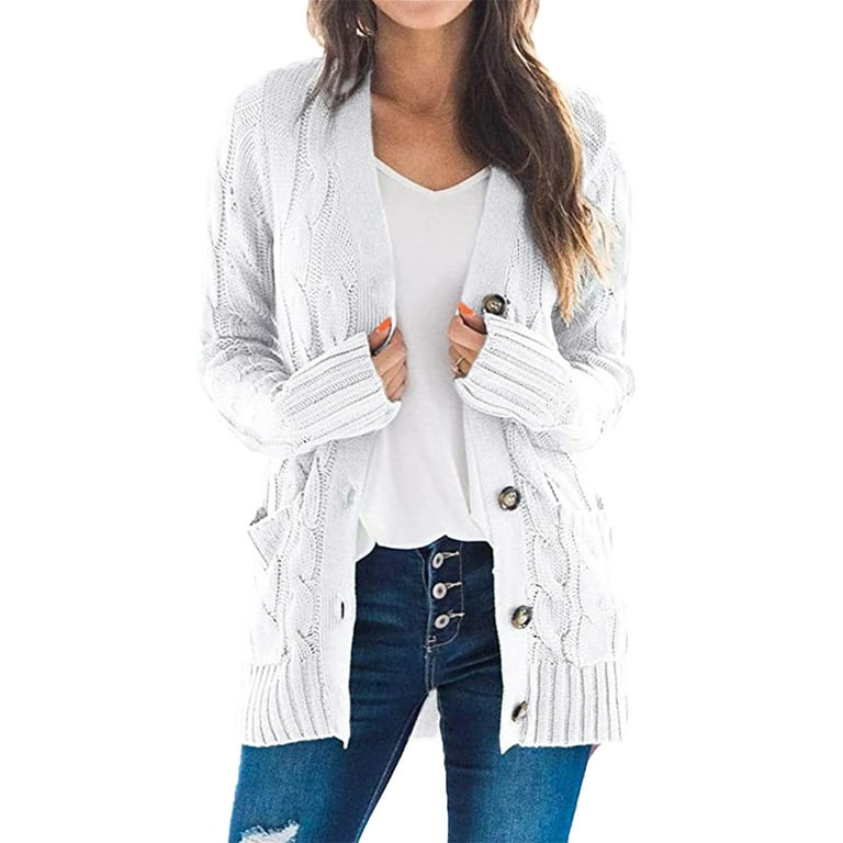 Ladies button cardigan with pockets cheap