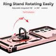 thumbnail image 3 of Galaxy S24 Ultra Kickstand Armor Case with Slide Camera Lens Protection Cover Built-in 360° Rotate Ring Holder Stand Magnetic Military Shockproof Phone Cover Case for Samsung Galaxy S24 Ultra,Rosegold, 3 of 8