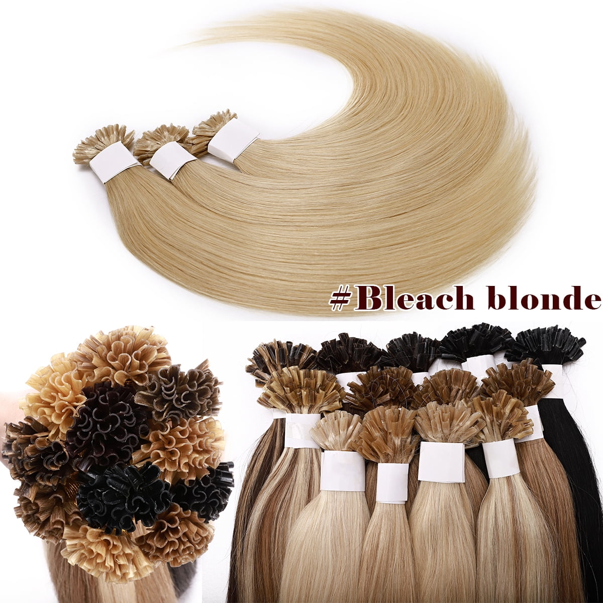 SEGO U Tip Hair Extensions Pre Bonded Fusion Hairpieces 100% Remy Human Hair U-tip Nail Tipped Keratin Glue Stick Microlink Blonde Hair Extension for Women 50 Strands