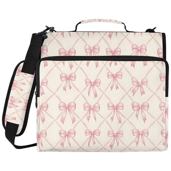 ALAZA Zipper Binder Bows Checkered Pattern 2 inch 3 Ring 500 Sheet Capacity Trapper Keeper File Folder Organizer Bag