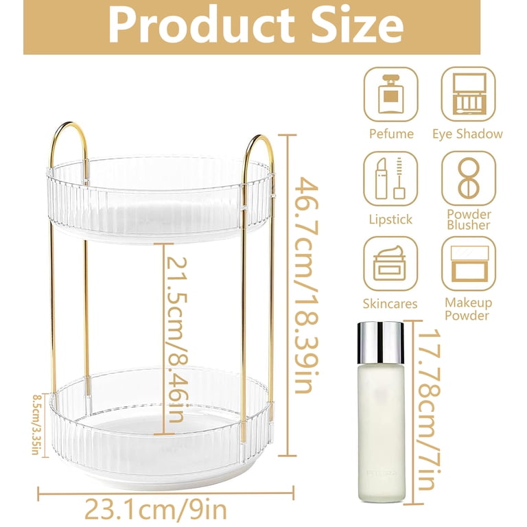Asnews 360° Rotating 2-Tier Makeup Organizer photo 7