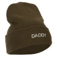 thumbnail image 4 of Word of Daddy Embroidered Long Beanie - Olive OSFM, 4 of 5