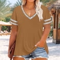 thumbnail image 6 of Auralook Oversized Tshirts for Women V Neck Short Sleeve Summer Color-Blocked Raglan Sleeves Casual Basic Loose Tops, 6 of 6