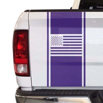 American USA Flag Racing Stripes Truck Tailgate Vinyl Decal Sticker Sport Lines Styling Straight Lines Compatible with Most Pickup Trucks Back Graphic Sporting (11" x 25", Purple)